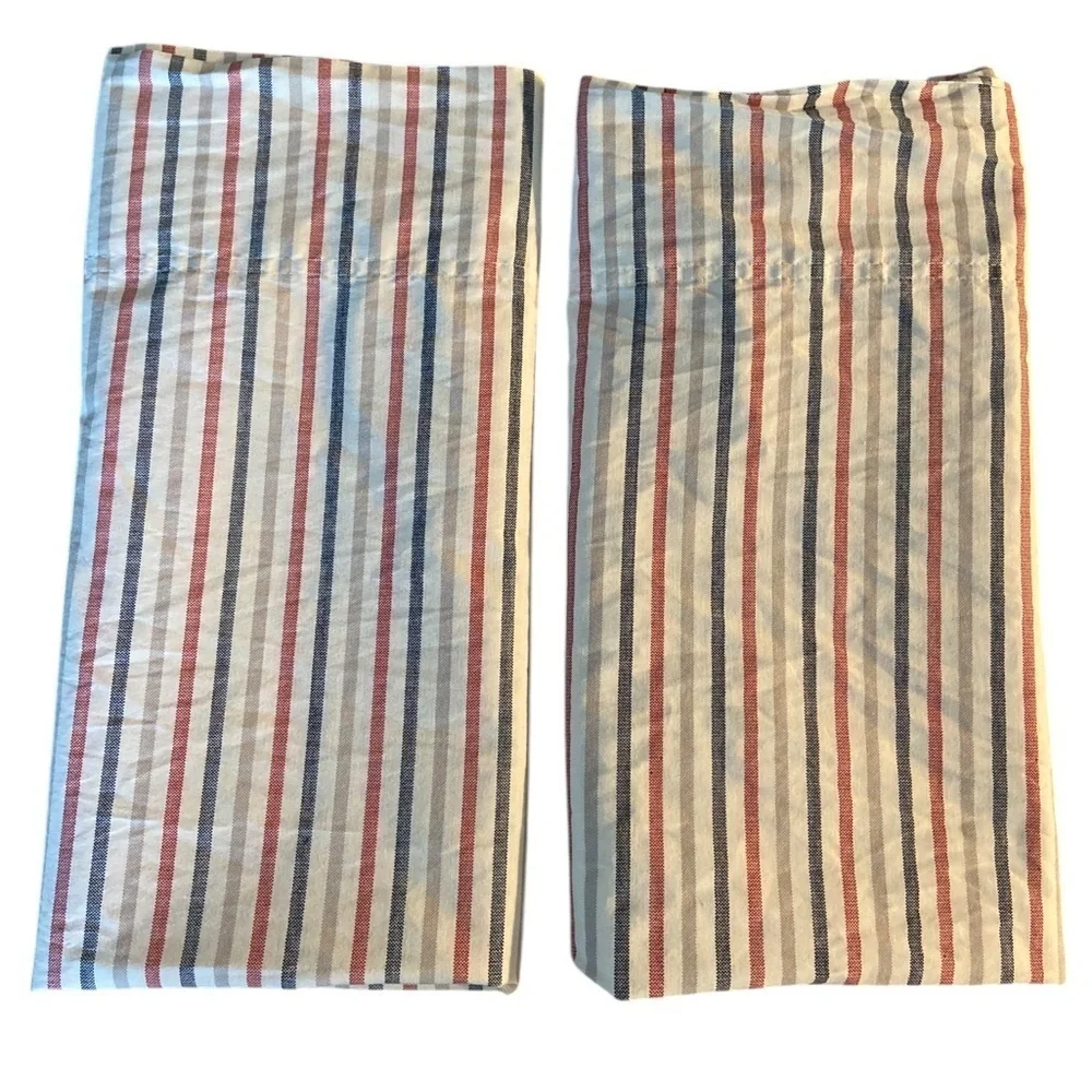 Tommy Hilfiger Set of 2 Standard Pillowcases Multicolored Stripes Cotton Blend